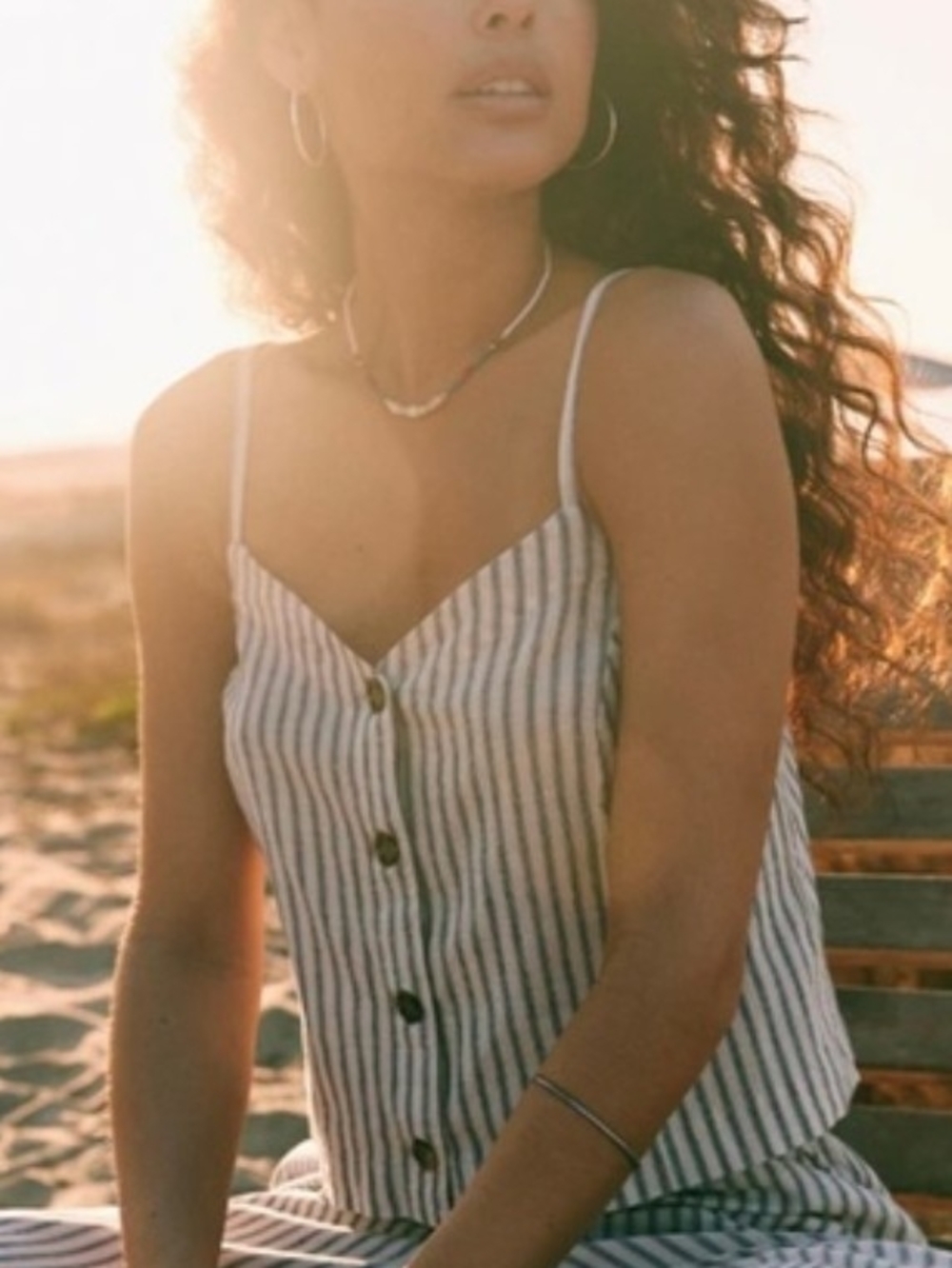 Marine Layer Celeste Hemp Cami Blue White Stripe